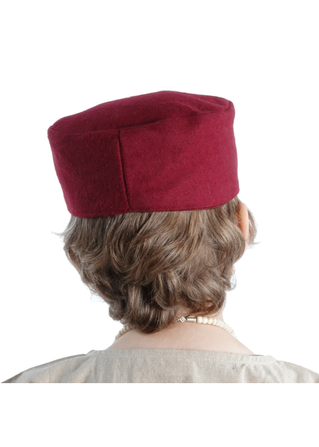 Mittelalter Kappe Alberich in Rot Rückansicht