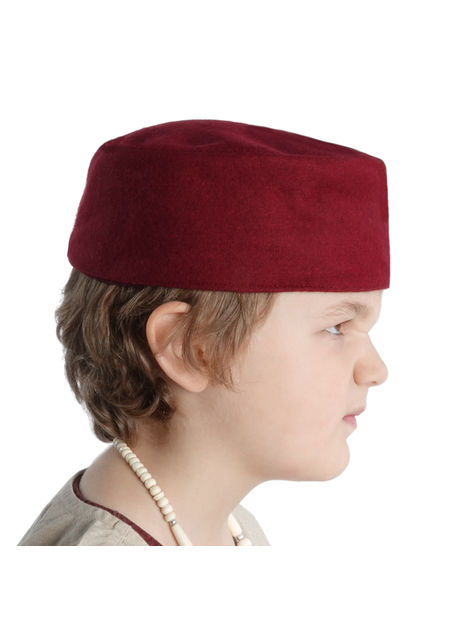 Mittelalter Kappe Alberich in Rot Seitenansicht