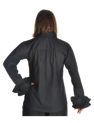 Mittelalter Bluse Siegelind in Schwarz Rückansicht