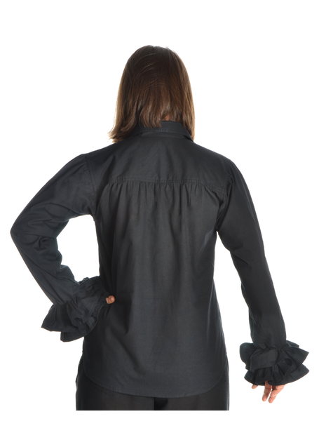 Mittelalter Bluse Siegelind in Schwarz Rückansicht