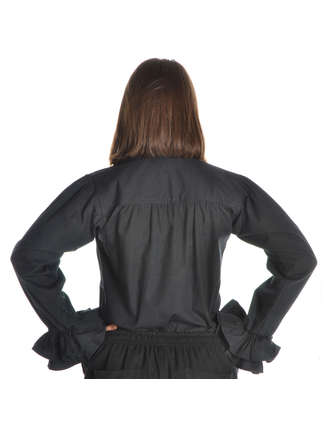 Mittelalter Bluse Siegelind in Schwarz Rückansicht 2