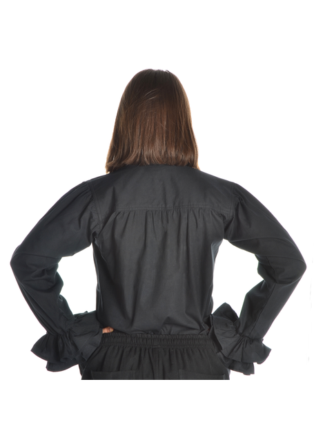 Mittelalter Bluse Siegelind in Schwarz Rückansicht 2
