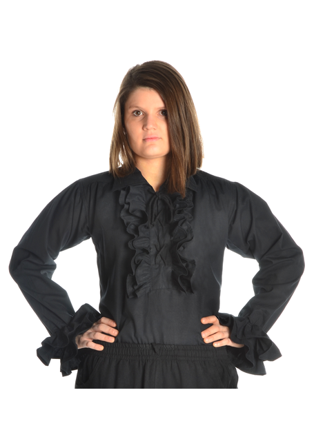 Mittelalter Bluse Siegelind in Schwarz Frontansicht 2