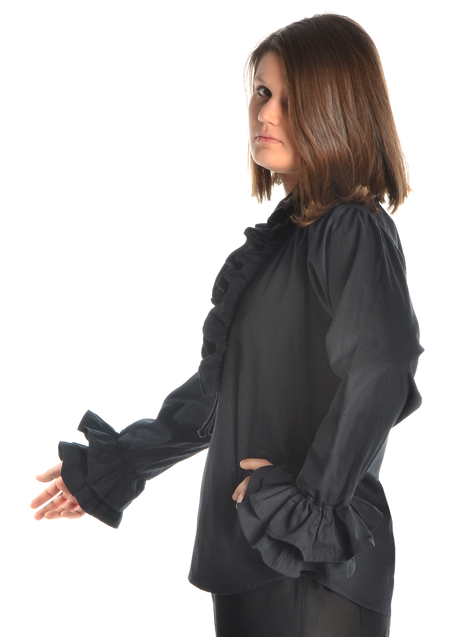 Mittelalter Bluse Siegelind in Schwarz Seitenansicht