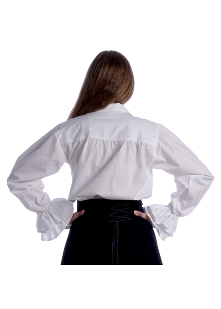 Mittelalter Bluse Siegelind in Weiß Rückansicht