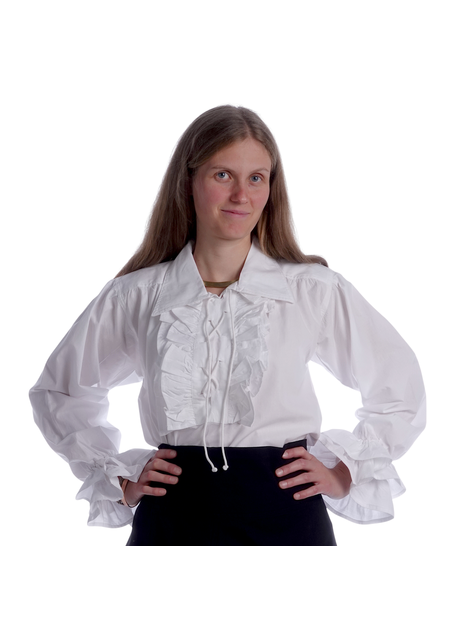 Mittelalter Bluse Siegelind in Weiß Frontansicht