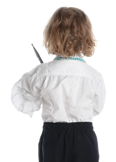 Mittelalter Rüschen-Kinderhemd Isenhart in Weiß Rückansicht
