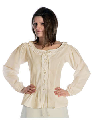 Mittelalter Bluse Hilde in Beige Frontansicht