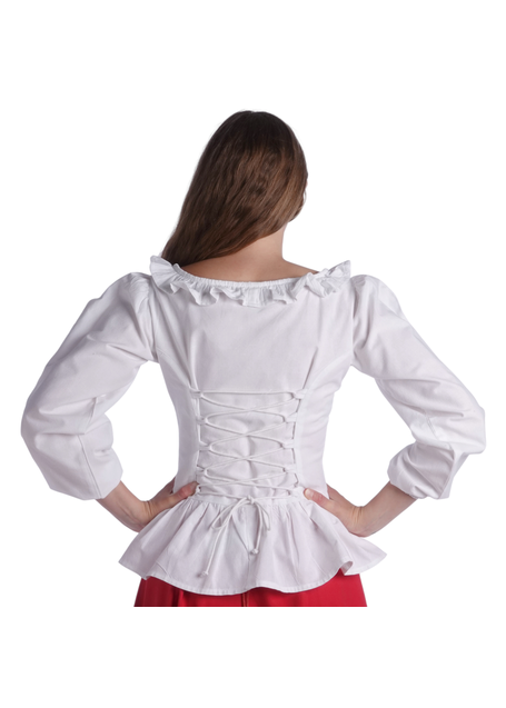 Mittelalter Bluse Hilde in Weiß Rückansicht