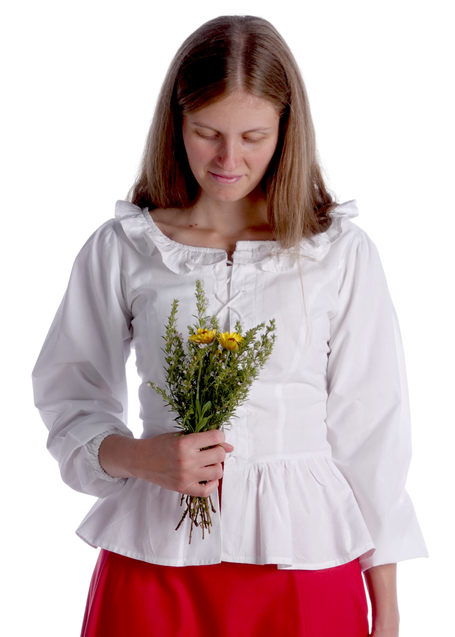 Mittelalter Bluse Hilde in Weiß Frontansicht