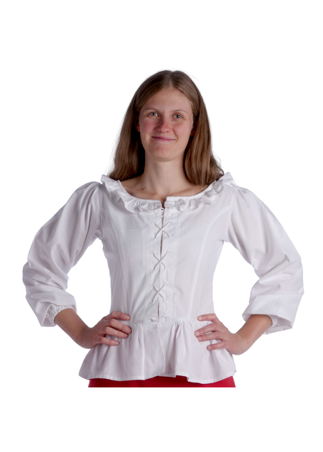 Mittelalter Bluse Hilde in Weiß Frontansicht 3