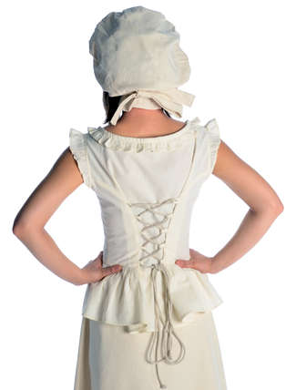 Mittelalter Bluse Kudrun in Beige Rückansicht