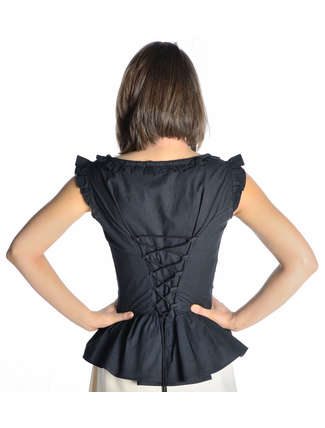 Mittelalter Bluse Kudrun in Schwarz Rückansicht