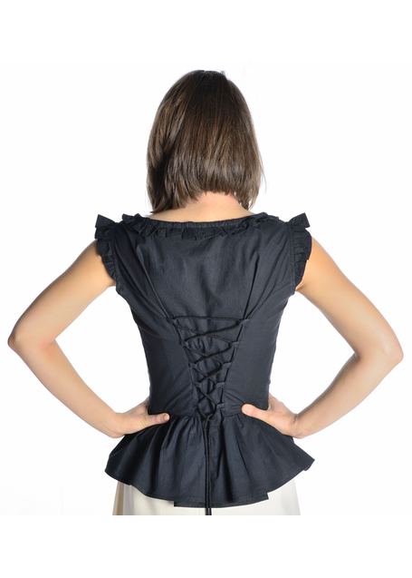 Mittelalter Bluse Kudrun in Schwarz Rückansicht