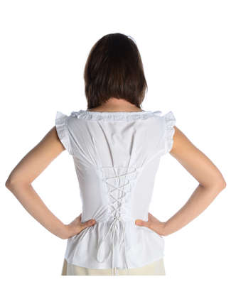 Mittelalter Bluse Kudrun in Weiß Rückansicht