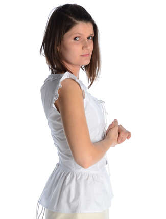 Mittelalter Bluse Kudrun in Weiß Seitenansicht