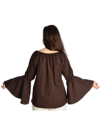 Mittelalter Bluse Ute in Braun Rückansicht