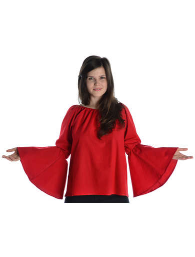 Mittelalter Bluse Ute in Rot Frontansicht