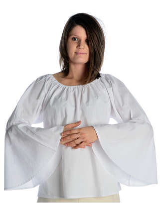 Mittelalter Bluse Ute in Weiß Frontansicht 2