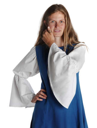 Mittelalter Bluse Ute in Weiß Frontansicht 4
