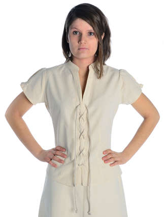 Mittelalter Bluse Gerlint in Beige Frontansicht