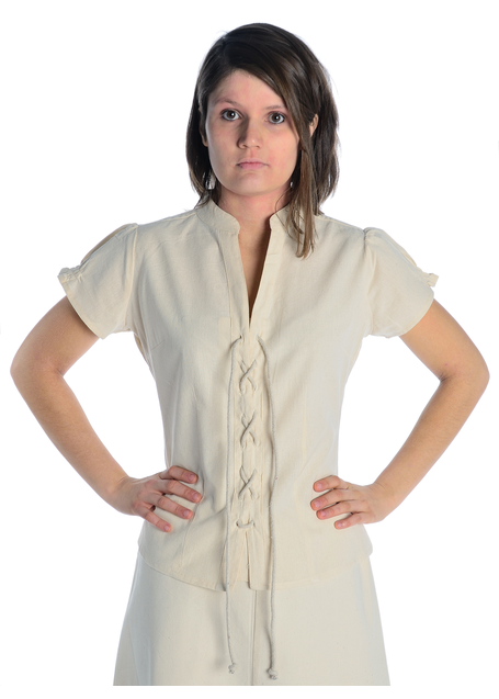 Mittelalter Bluse Gerlint in Beige Frontansicht