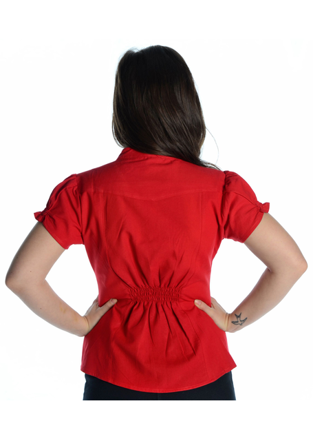 Mittelalter Bluse Gerlint in Rot Rückansicht