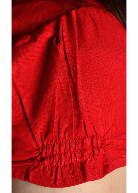 Mittelalter Bluse Gerlint in Rot Detailansicht