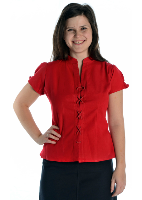Mittelalter Bluse Gerlint in Rot Frontansicht