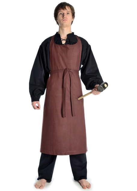 Mittelalter Schürze Dankrat in Braun Frontansicht