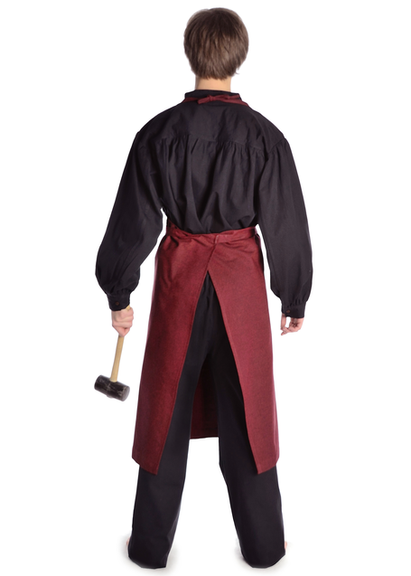 Mittelalter Schürze Dankrat in Rot Rückansicht