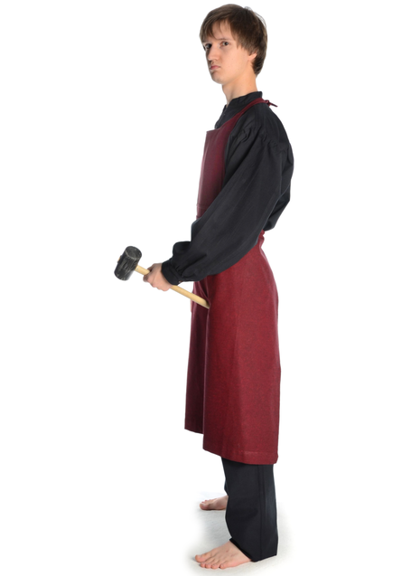 Mittelalter Schürze Dankrat in Rot Seitenansicht