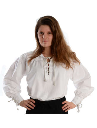 Mittelalter Bluse Hildburg in Weiß Frontansicht