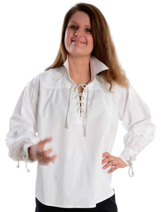 Mittelalter Bluse Hildburg in Weiß Frontansicht 2
