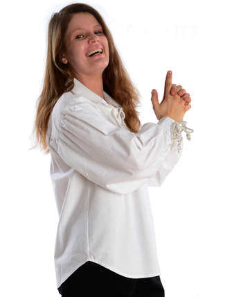 Mittelalter Bluse Hildburg in Weiß Seitenansicht