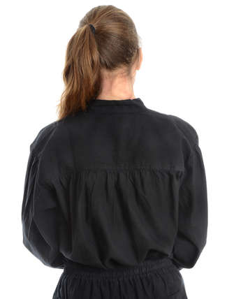 Mittelalter Bluse Ortrun in Schwarz Rückansicht