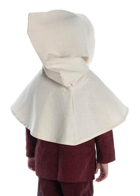 Mittelalter Kinderkapuze Liadarz in Beige Rückansicht
