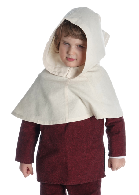 Mittelalter Kinderkapuze Liadarz in Beige Frontansicht 2