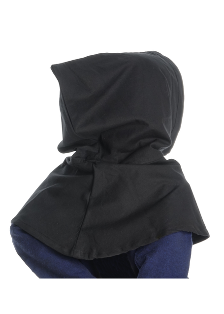 Mittelalter Kinderkapuze Liadarz in Schwarz Rückansicht