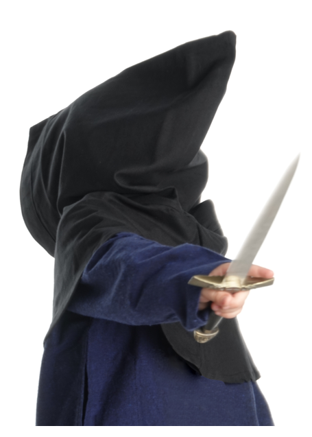 Mittelalter Kinderkapuze Liadarz in Schwarz Rückansicht 2