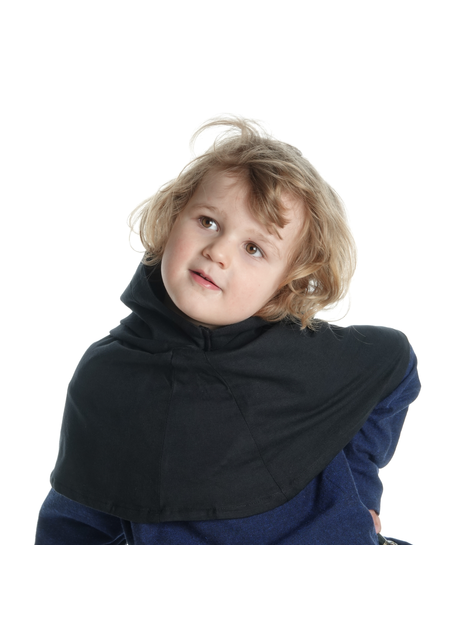 Mittelalter Kinderkapuze Liadarz in Schwarz Frontansicht 3