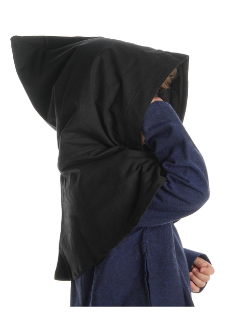 Mittelalter Kinderkapuze Liadarz in Schwarz Seitenansicht