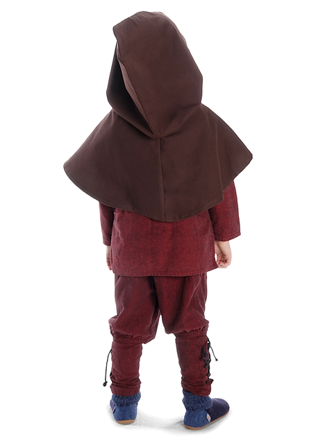 Mittelalter Kinderkapuze Liadarz in Braun Rückansicht
