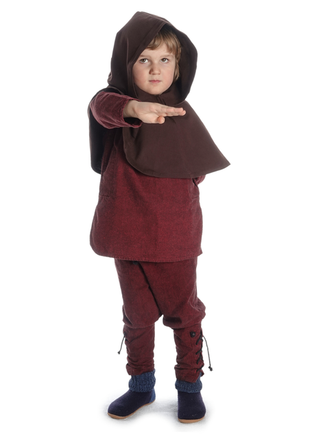 Mittelalter Kinderkapuze Liadarz in Braun Frontansicht