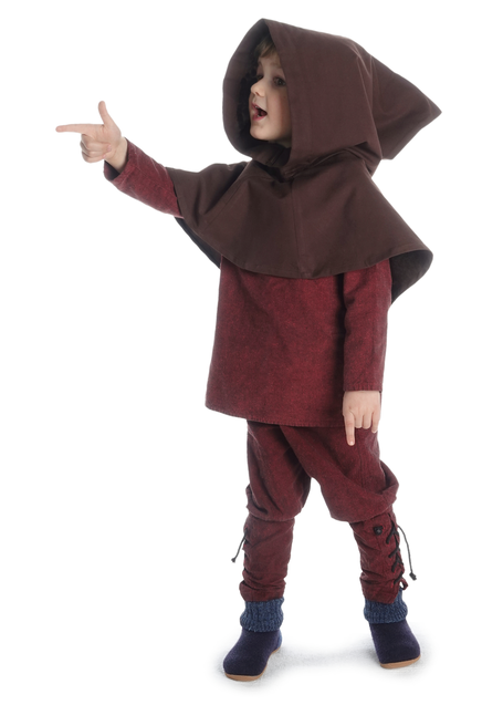 Mittelalter Kinderkapuze Liadarz in Braun Seitenansicht