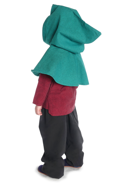 Mittelalter Kinderkapuze Liadarz in Grün Rückansicht