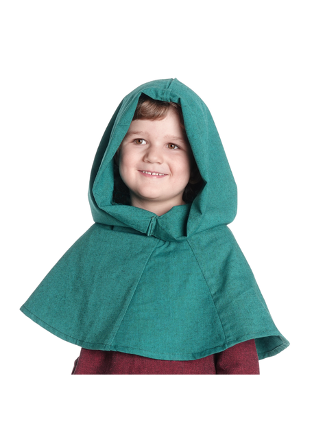Mittelalter Kinderkapuze Liadarz in Grün Frontansicht