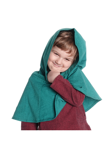 Mittelalter Kinderkapuze Liadarz in Grün Frontansicht 2