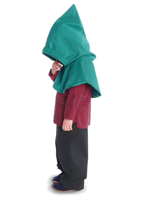 Mittelalter Kinderkapuze Liadarz in Grün Seitenansicht
