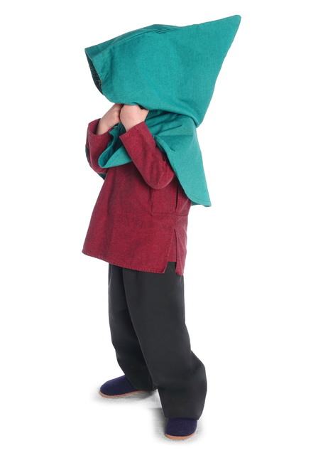 Mittelalter Kinderkapuze Liadarz in Grün Seitenansicht 2